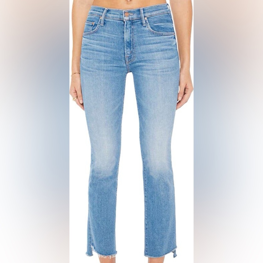 Mother The Insider Crop Step Fray Limited Edition Blue Straight Leg Jean EUC 25